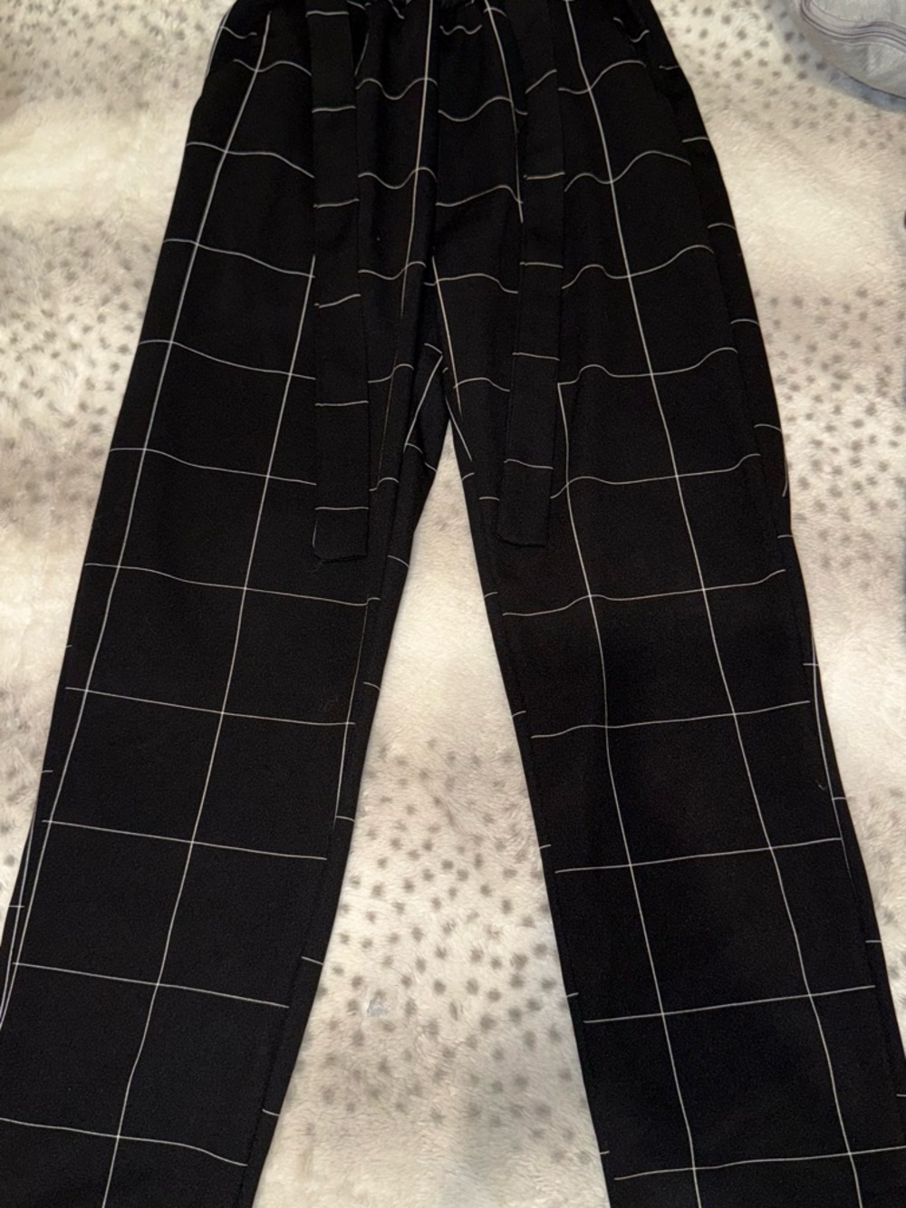 Soho Apparel Black Windowpane Drawstring Trousers